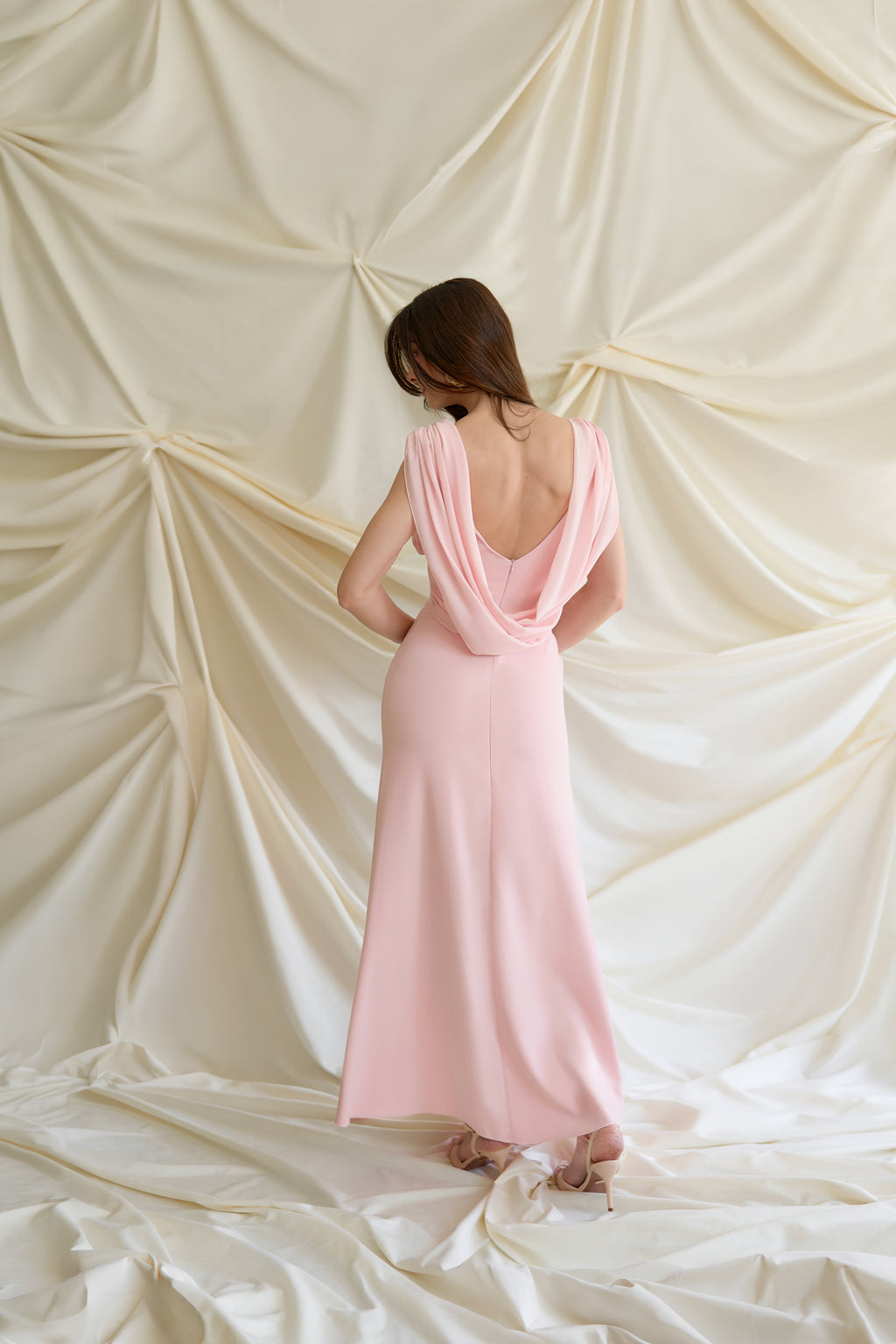 Draped Open Back Maxi Dress