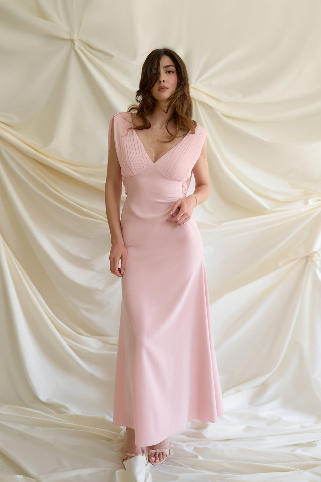 Draped Open Back Maxi Dress