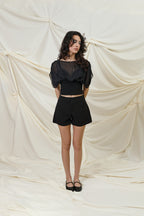 Draped Georgette Top & Shorts Set